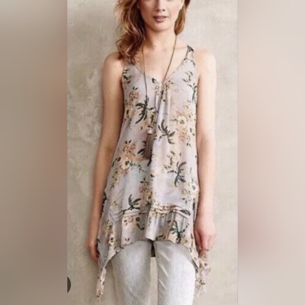 Maeve Floral Asymmetrical Tunic Top